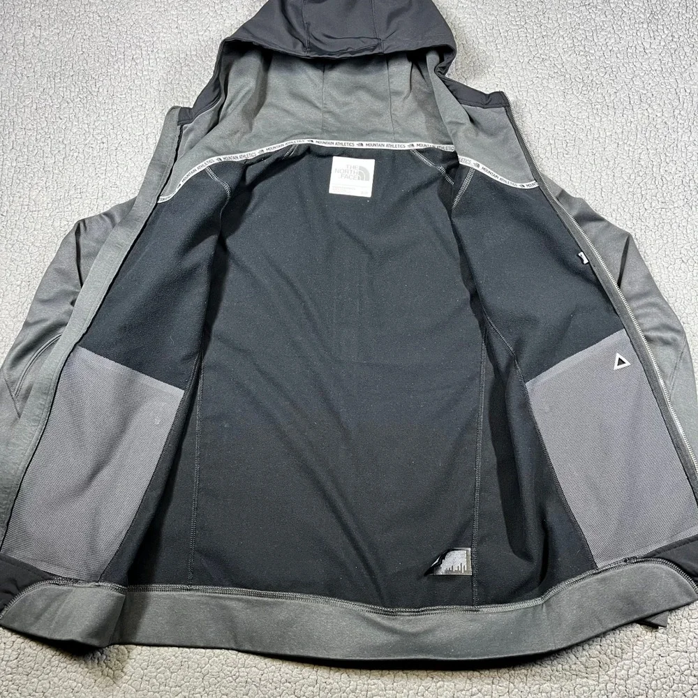 The North Face Mountain Athletics Mens Black Grey Full Zip Fleece Hoodie S Small